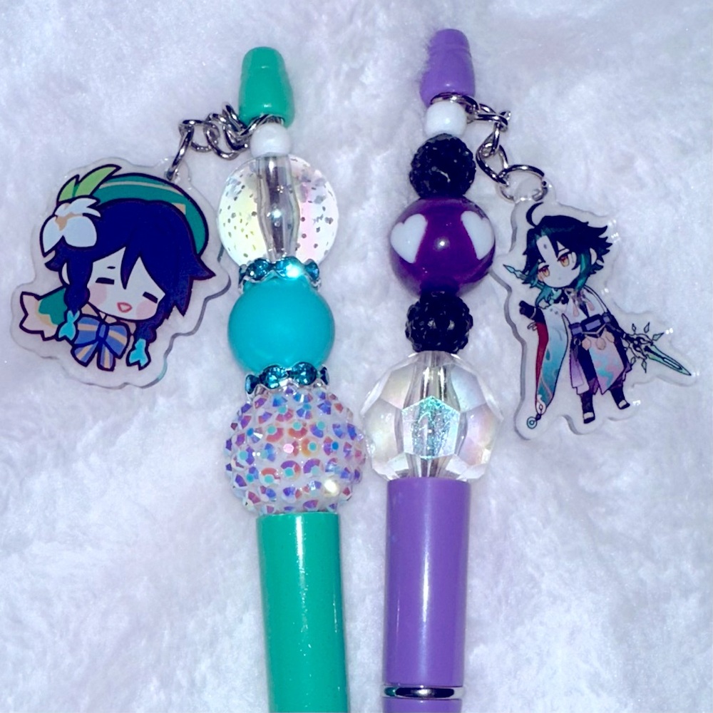 Genshin Xiao Venti Anemo Charm Beaded Pens Set of 2